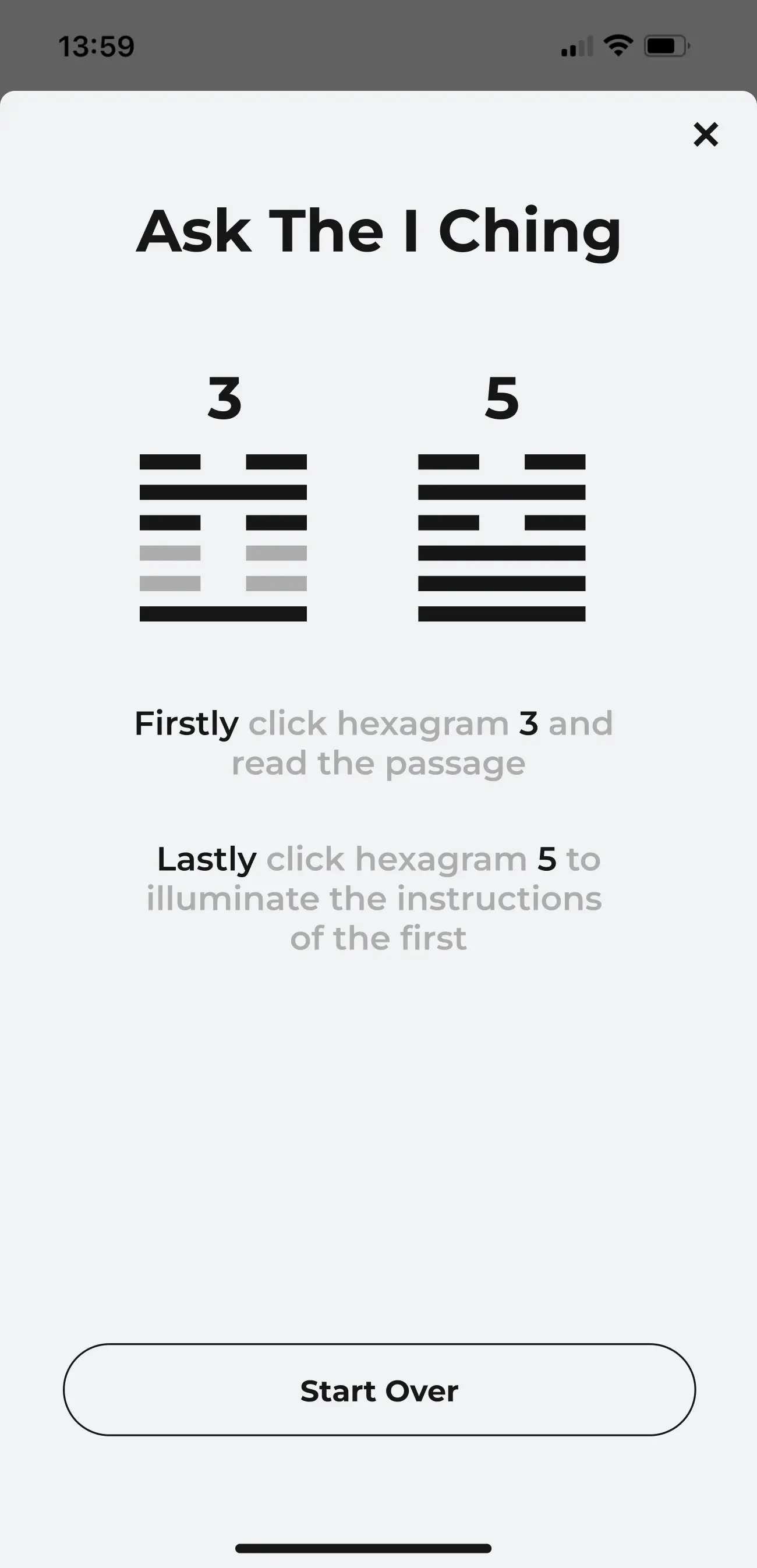 completed process final hexagram screen